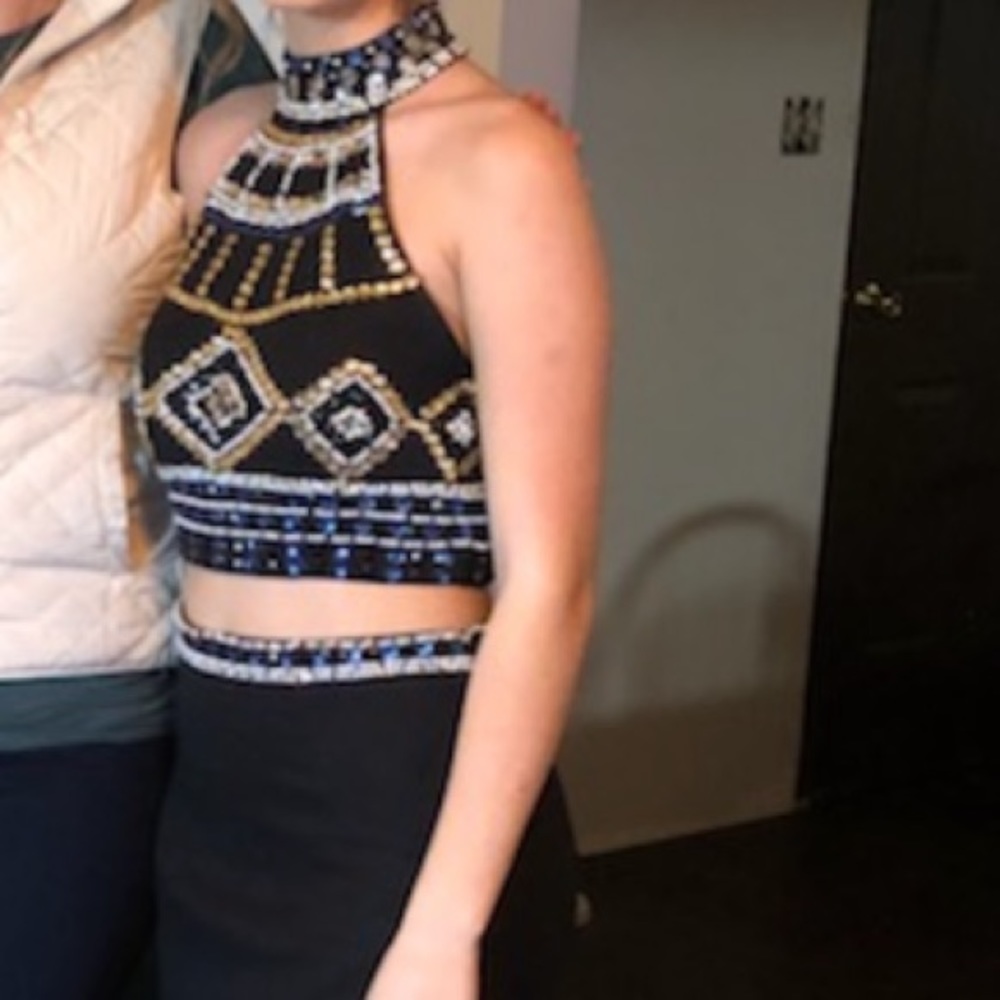 Black Beaded Prom Dress